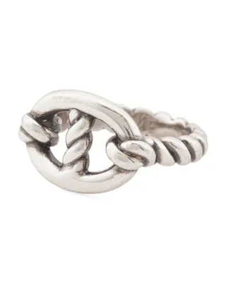 Sterling Silver Marine Link Rope Ring For Women