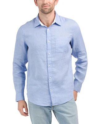 Linen Solid Long Sleeve Button Up For Men