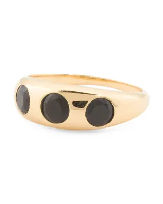 14Kt Gold Plated Black Onyx Dome Ring