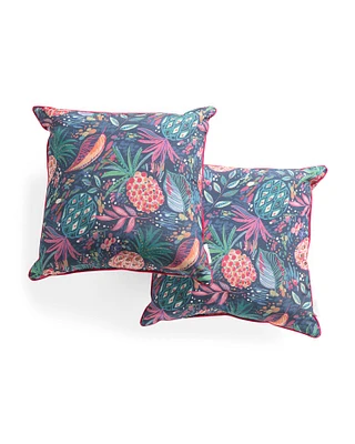 18X18 Set Of 2 Outdoor Pineapple Pillows