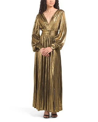 Kathy Long Sleeve Metallic Lux Gown For Women