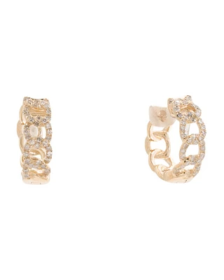14Kt Gold Diamond Curb Link Earrings