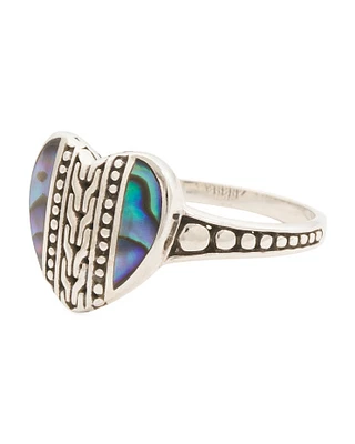 Sterling Silver Abalone Heart Ring