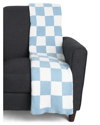 Checkerboard Feather Knit Throw
