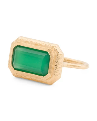 14Kt Gold Plated Green Onyx Ring
