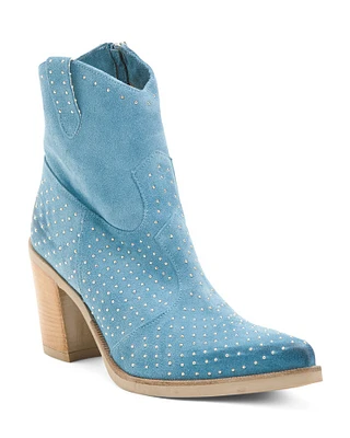 Suede Studded Cowboy Boots For Women