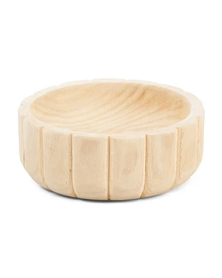 9In Scalloped Wood Decorative Bowl