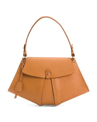 Flap Over Leather Tulip Satchel For Women