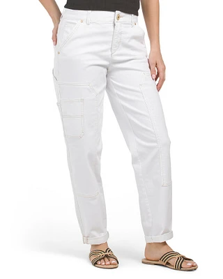 Ab Solution High Rise Rolled Cuff Tapered Utility Jeans For Women
