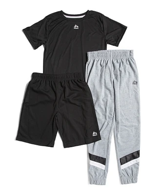 Boys 3Pc Active T-Shirt Shorts And Terry Joggers Set