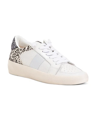 Leather Maxine Cheetah Detail Sneakers For Women