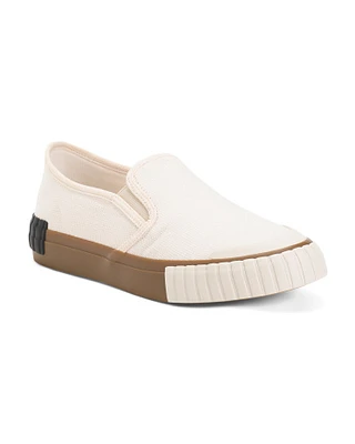 Double Vision Cotton Slip On Sneakers For Women