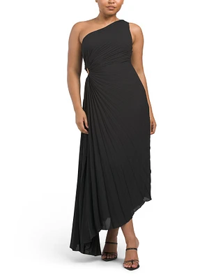 One Shoulder Pleated Maxi Dress For Women