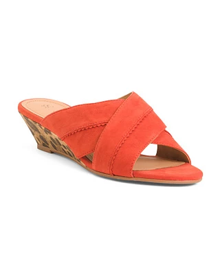 Suede Marlena Cross Band Wedge Sandals For Women