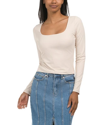 Long Sleeve Square Neck Top For Women
