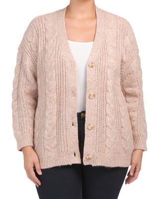 Plus Cable Knit Cardigan