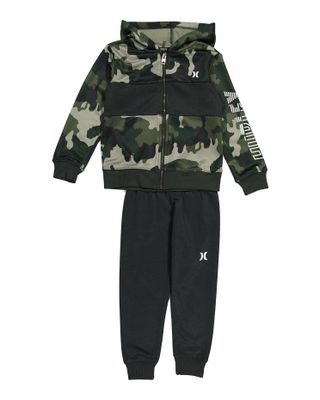 Little Boy 2pc Zip Up Camo Hoodie And Jogger Set