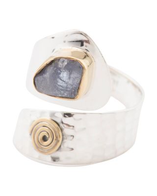 Made In India Silver Rough Tanzanite Bypass Wrap Ring