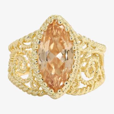 Sparkle Allure Cubic Zirconia 14K Gold Over Brass Cocktail Ring