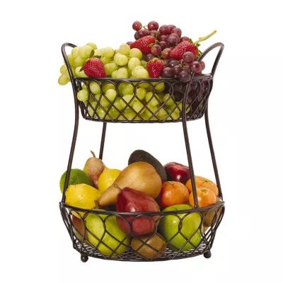 Gourmet Basics by Mikasa Loop And Latice 2 Tier Basket Rectangular Basket