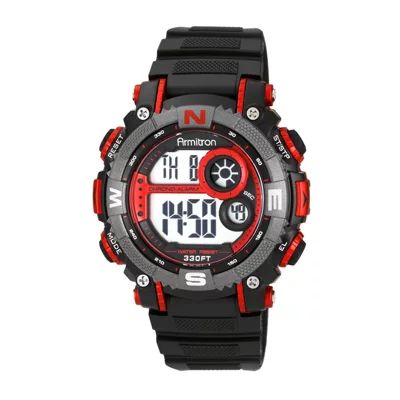 Armitron Pro Sport Mens Digital Black Strap Watch 40/8284red