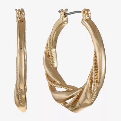 Liz Claiborne Gold Tone Twist Hoop Earrings