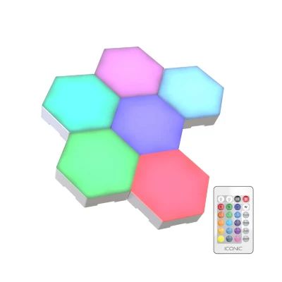 Iconic HexGlow Tile Lights, Six Hexagonal Lights with Full RGB Spectrum LEDs and Touch Controls