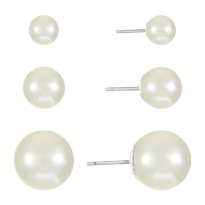 Monet Jewelry 3 Pair Simulated Pearl Ball Earring Set