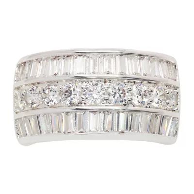 Sparkle Allure Cubic Zirconia Pure Silver Over Brass Oval Band