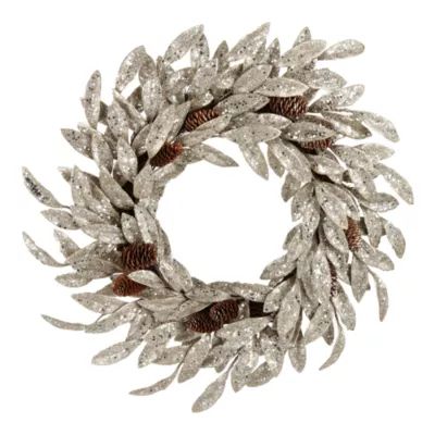 North Pole Trading Co. Chateau Gold Glitter Leaf Indoor Christmas Wreath