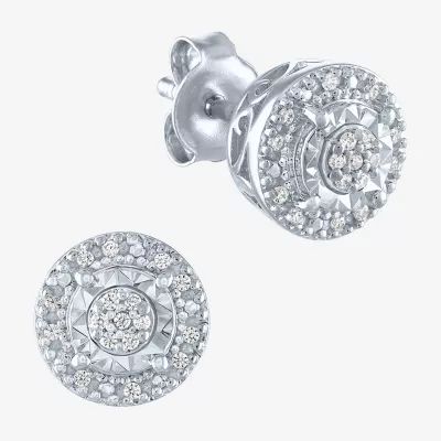Limited Time Special! 1/10 CT. T.W. Genuine Diamond Sterling Silver 8.2mm Stud Earrings