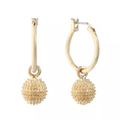 Liz Claiborne Gold Tone Ball Hoop Earrings