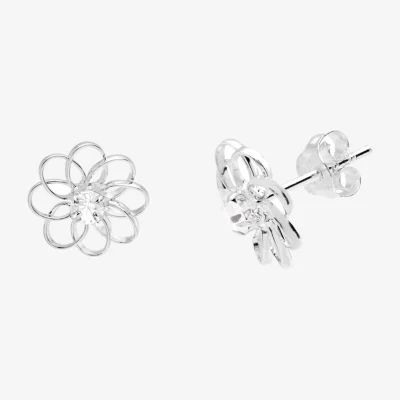 Itsy Bitsy Sterling Silver Crystal Flower Earrings