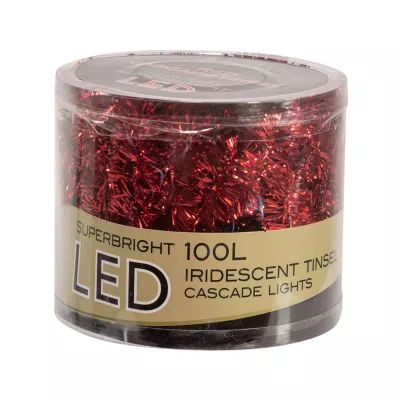 Kurt Adler 6.5ft 100-Light Red Led Tinsel Cascade Red Outdoor String Lights