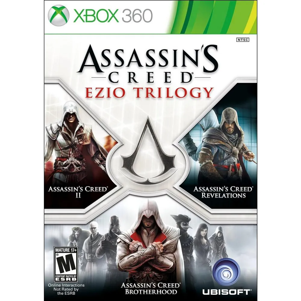 Ubisoft игры xbox. Ассасин Крид на Xbox 360. Ассасин трилогия Эцио Xbox 360. Ассасин Крид на Икс бокс 360. Assassins Creed Ezio Trilogy Xbox 360.
