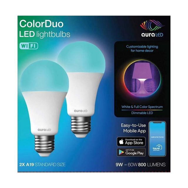 color duo led light bulbs auraled