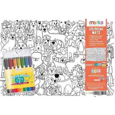 merka Drawing Pad of Cats and Dog 4 Pack with 7 Erasable Markers Fun Activities Learning Non-Slip Placemats (GameStop)