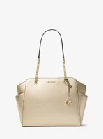 Jacquelyn Medium Metallic Pebbled Leather Tote Bag