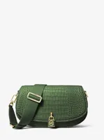Mila Medium Crocodile Embossed Leather Messenger Bag