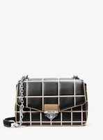 Soho Large Contrast Trim Quilted Faux Leather Shoulder Bag