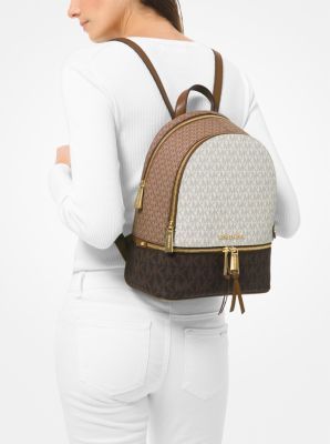 Michael Kors Rhea Medium Color-Block Logo Backpack | Metropolis at Metrotown