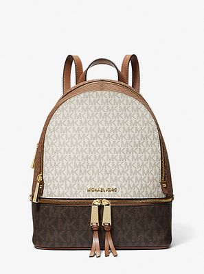 Rhea Medium Color-Block Logo Backpack