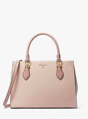 Marilyn Large Color-Block Saffiano Leather Satchel