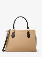 Marilyn Large Color-Block Saffiano Leather Satchel