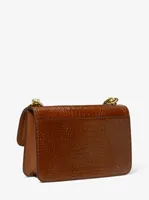 Grand sac à épaule Heather en cuir gaufré à motif crocodile clouté