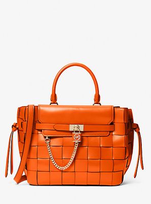 Hamilton Legacy Large Woven Leather Belted Satchel