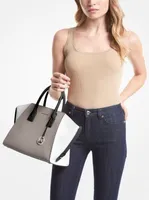 Avril Large Color-Block Pebbled Leather Top-Zip Satchel