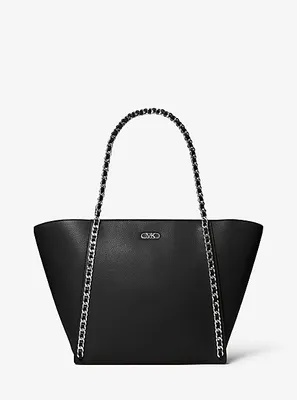 Westley Large Pebbled Leather Chain-Link Tote Bag