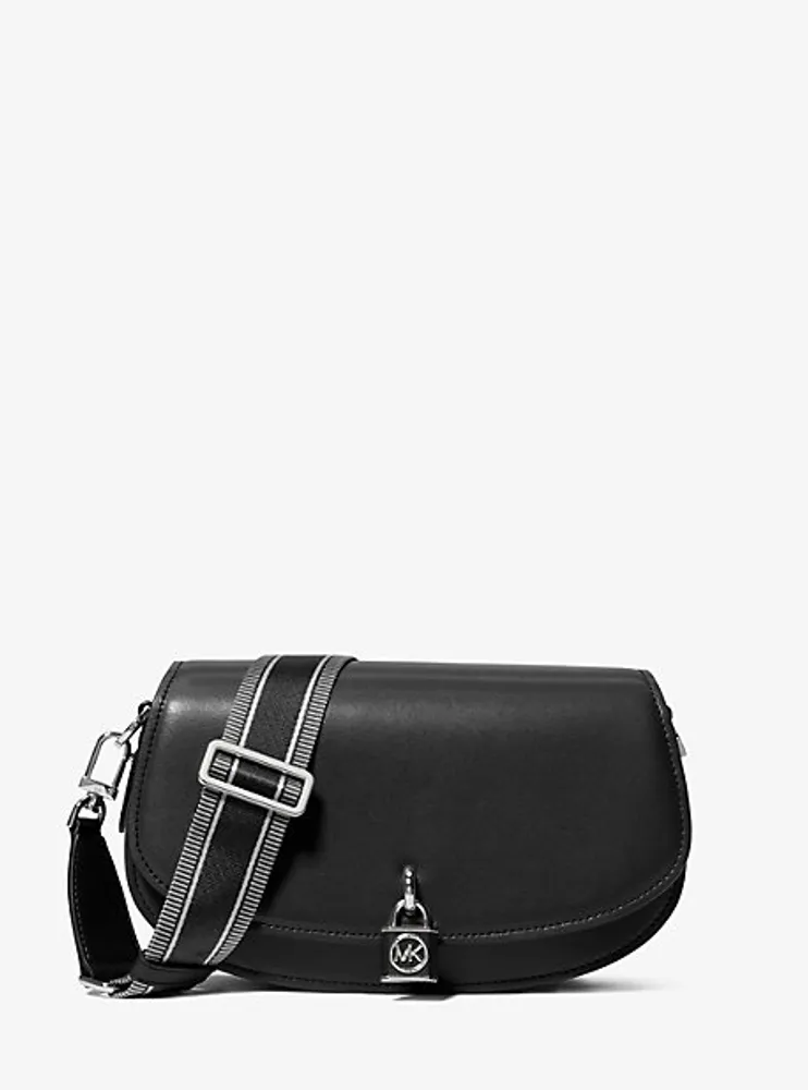 Hayden Medium Studded Two-Tone Saffiano Leather Messenger Bag