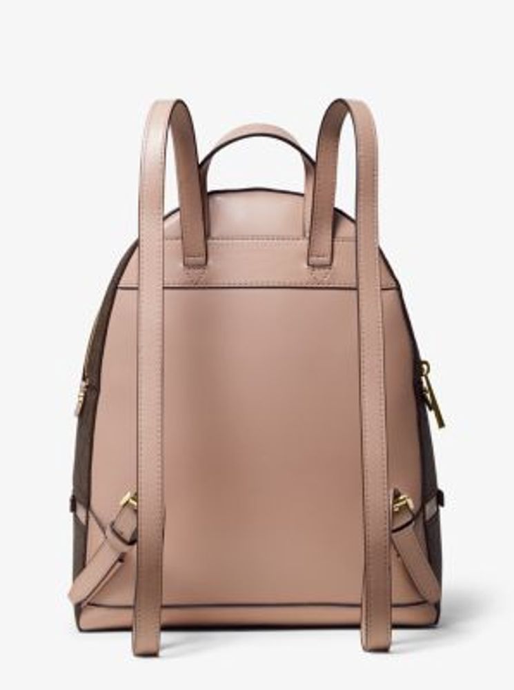 Michael Kors + Rhea Medium Striped Logo and Leather Backpack | Upper Canada  Mall